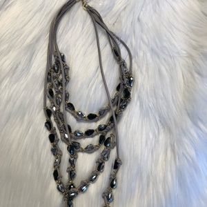Gray suede and bead necklace